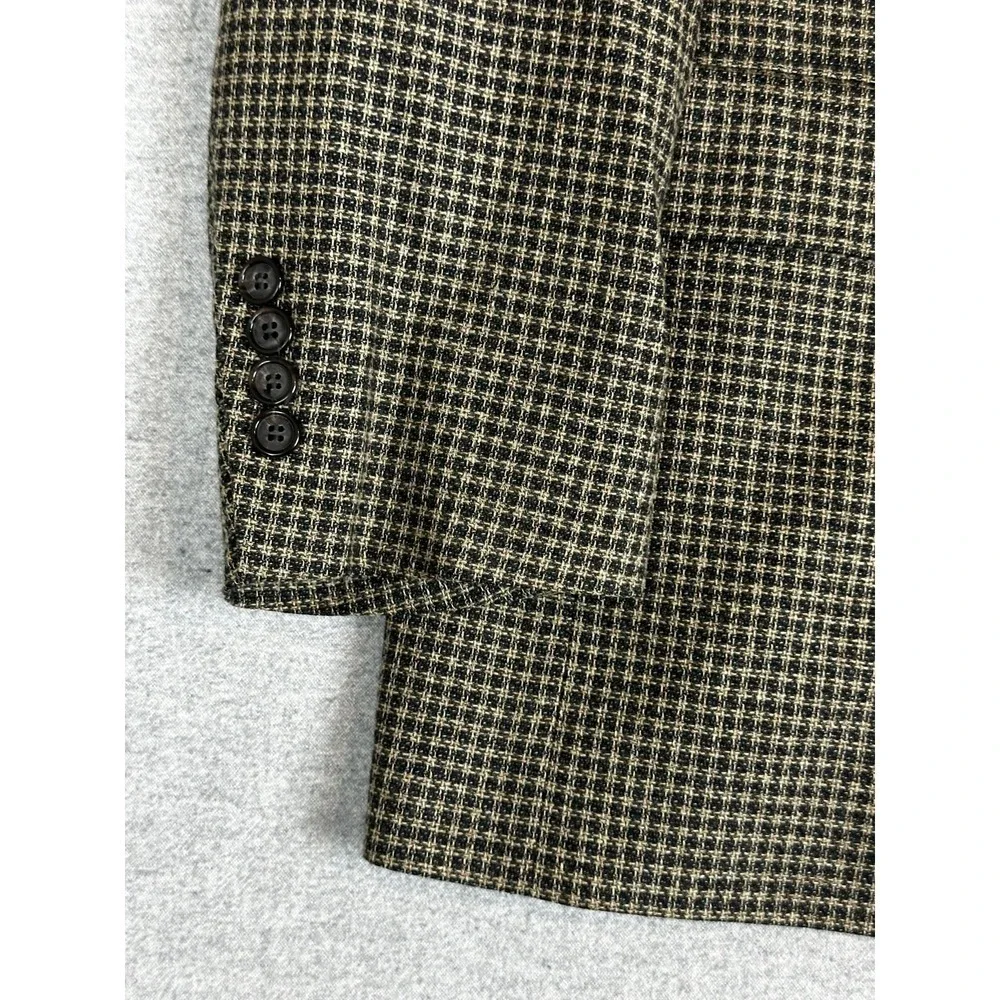 Norm Thompson Blazer‎ Mens 44 Regular Brown Black Check Tweed Sport Coat Jacket